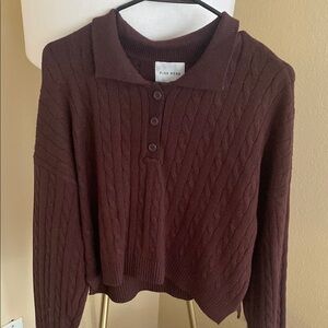 Pink Rose Women's Brown Cable Knit Sweater